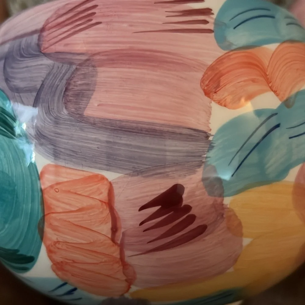 Elizabeth Arden 1970s Retro Mod Painted Brushstroke Ceramic 4.5” Vanity Bowl